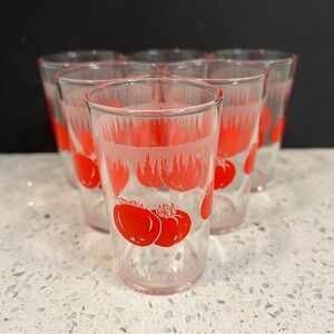 Vintage 1960s DOMINION Glassware Mod Tomato Juice Glasses with Icicles Set of 5